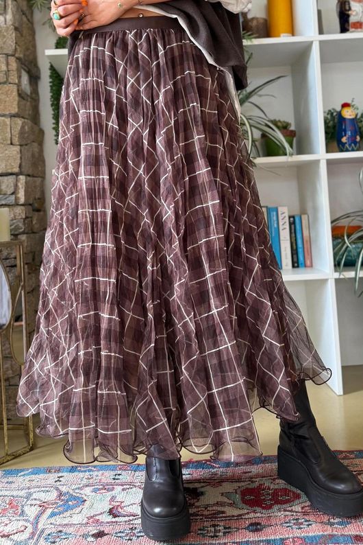 Fia Plaid Chiffon Skirt